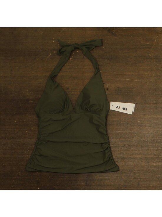Dkny Other - DKNY Halter V-Neck Shirred Tankini Top DIMKS215 Moss Green S